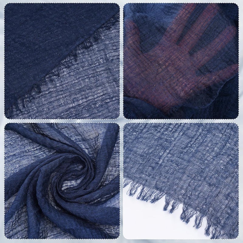Nydotd Women Summer Cotton Linen Scarf Crinkle Long Beach Shawl Wrap hijab with Fringe - Image 3
